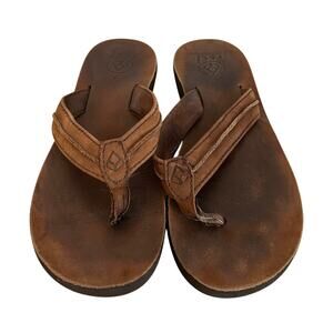 Reef Brown Leather Flip Flops, Sandals, Size 8